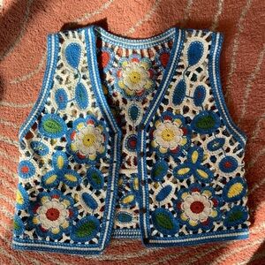 Floral Hand Crocheted Vest